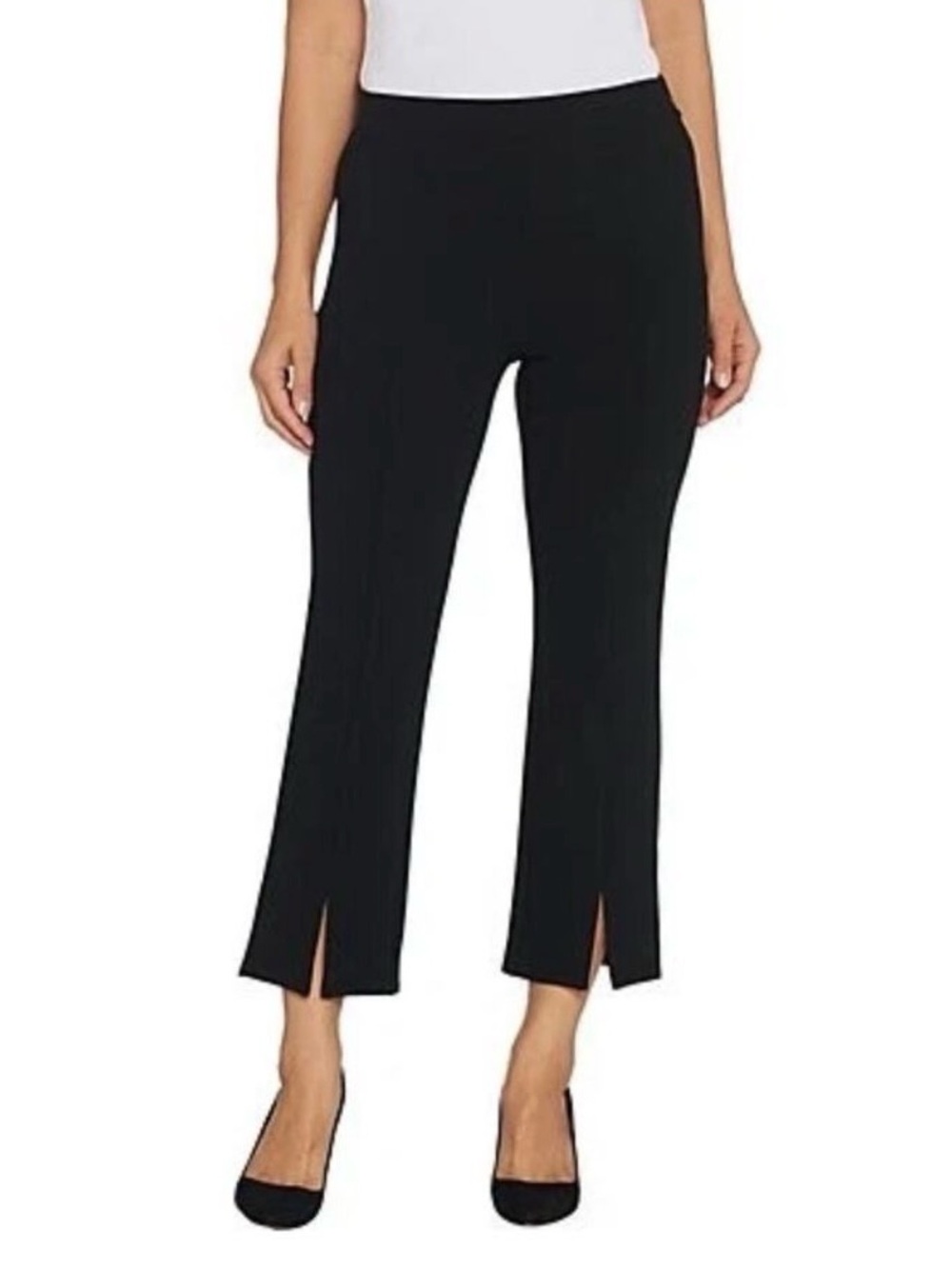 Vince Camuto Crepe Ponte Front Slit Pants Rich Black Size Small